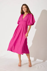 Magenta Daydream Midi Dress